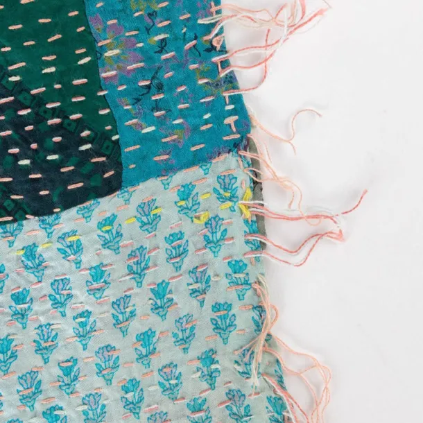 Patchwork Kantha Silk Shawl
