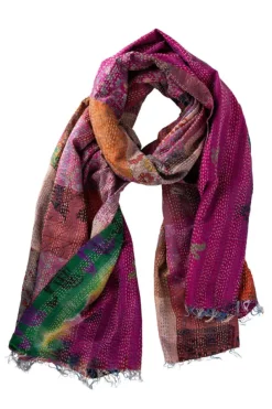 Patchwork Kantha Silk Shawl