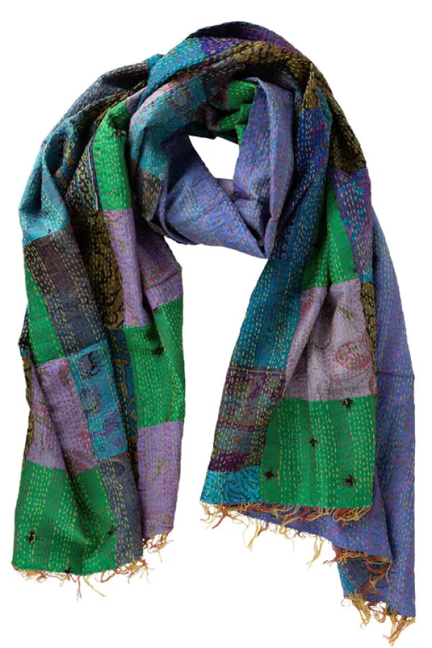 Patchwork Kantha Silk Shawl