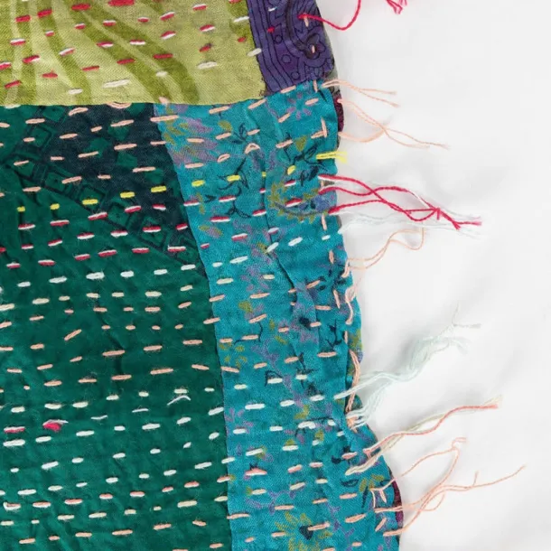 Patchwork Kantha Silk Shawl