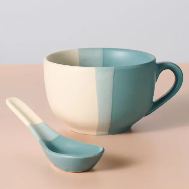 Pheeka Striped Jumbo Mug with Spoon