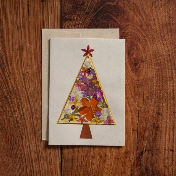 Pressed Flower Christmas Tree Card