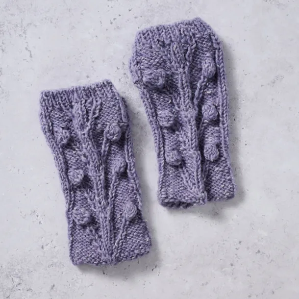Purple Cable Knit Wrist Warmers