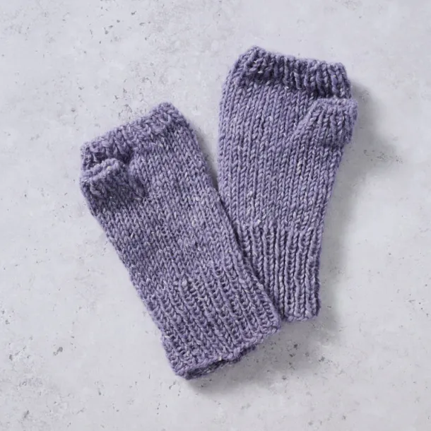 Purple Cable Knit Wrist Warmers