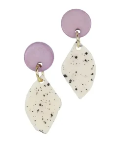 Purple Circle Diamond Dangle Earrings