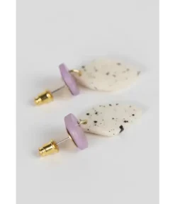 Purple Circle Diamond Dangle Earrings