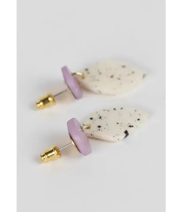 Purple Circle Diamond Dangle Earrings