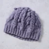 Purple Flowers Cable Knit Hat
