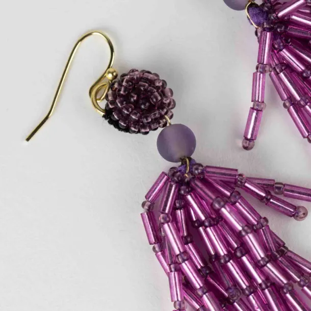 Purple Fringe Dangle Earrings