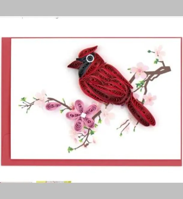 Quilled Cardinal Gift Enclosure Mini Card