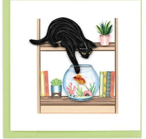 Quilled Mischievous Cat Greeting Card