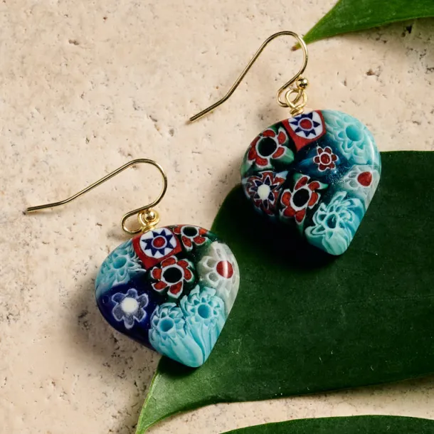 Raza Murano Millefiori Drop Earrings