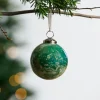 Recycled Glass Watercolor Ball Ornament