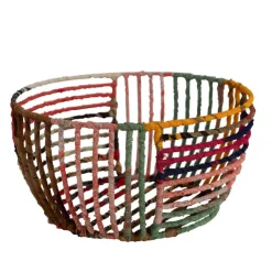 Recycled Sari Wrapped Wire Basket