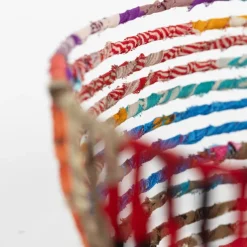 Recycled Sari Wrapped Wire Basket