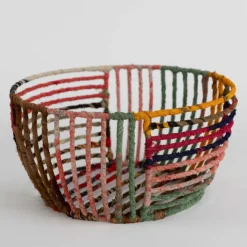 Recycled Sari Wrapped Wire Basket