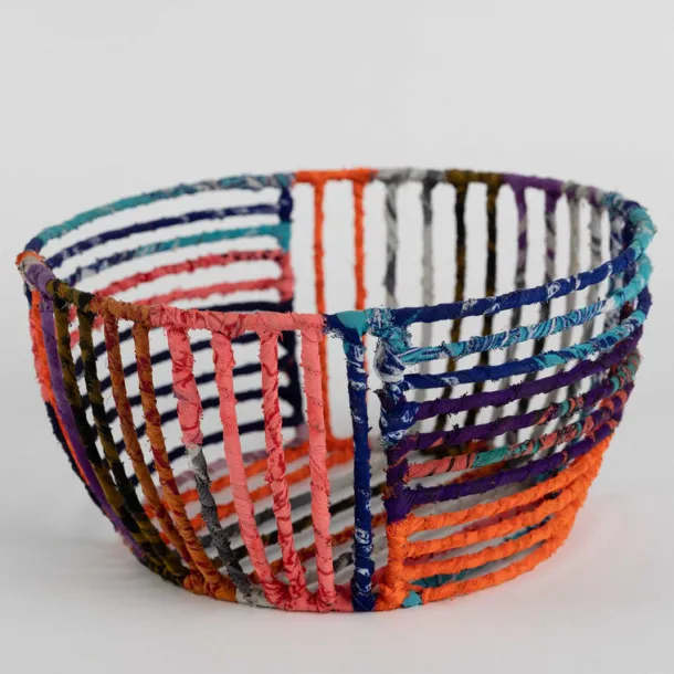 Recycled Sari Wrapped Wire Basket