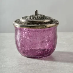 Ria Crackle Glass Jar - Purple