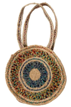 Round Sari Jute Shoulder Bag