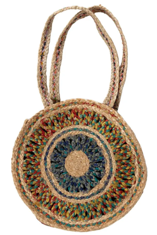 Round Sari Jute Shoulder Bag