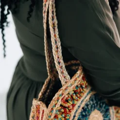 Round Sari Jute Shoulder Bag