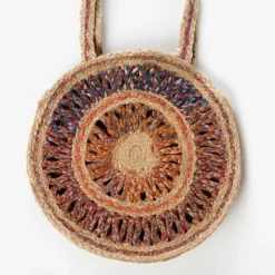 Round Sari Jute Shoulder Bag
