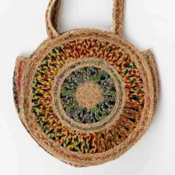 Round Sari Jute Shoulder Bag