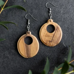 Sadaf Olive Wood Round Earrings