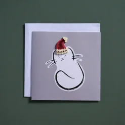 Santa Cat Paws Quilled Card
