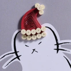 Santa Cat Paws Quilled Card
