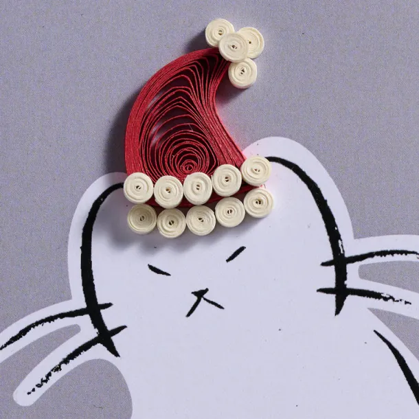 Santa Cat Paws Quilled Card