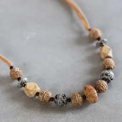 Shaalee Stone Bead & Leather Necklace
