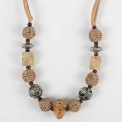 Shaalee Stone Bead & Leather Necklace