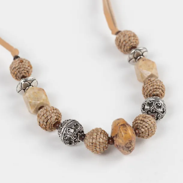 Shaalee Stone Bead & Leather Necklace