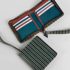 Shanti Striped Leather Wrist Wallet
