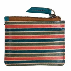 Shanti Striped Zip Leather Card Case