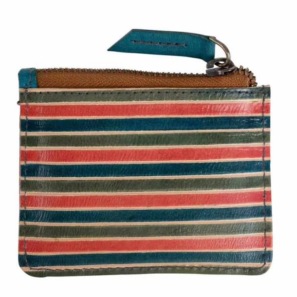 Shanti Striped Zip Leather Card Case