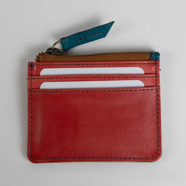 Shanti Striped Zip Leather Card Case