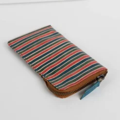 Shanti Striped Zip Leather Eyeglass Case