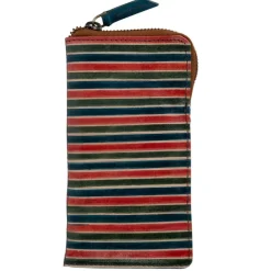 Shanti Striped Zip Leather Eyeglass Case