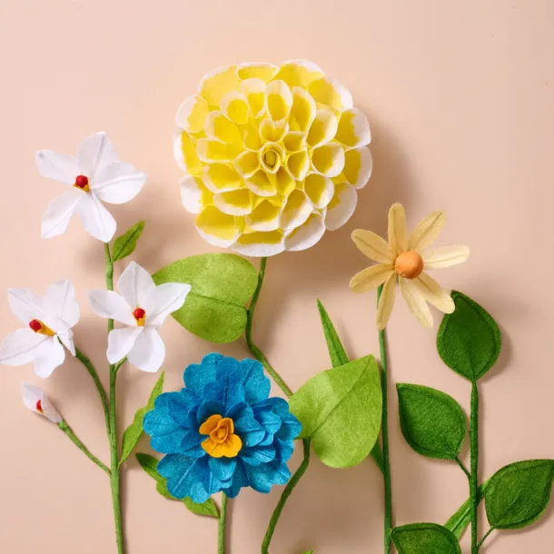 Silk Paper Dahlia Flowers - Yellow