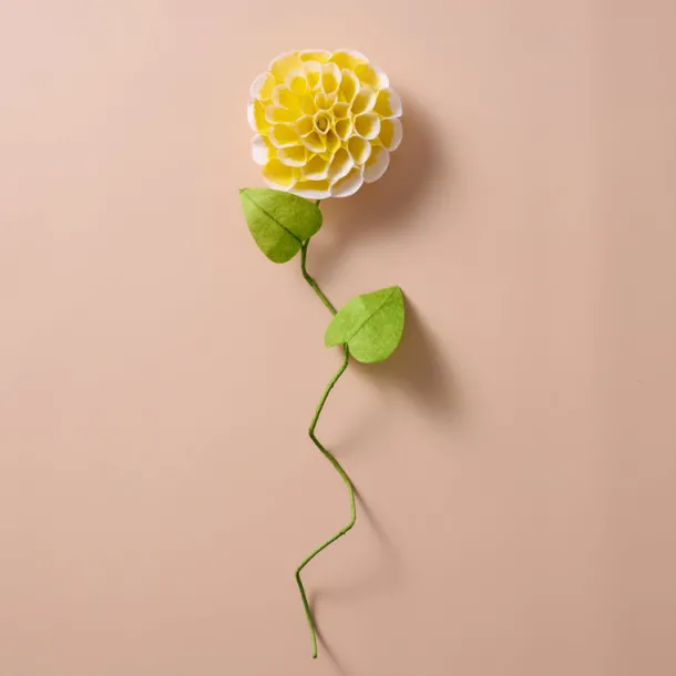 Silk Paper Dahlia Flowers - Yellow