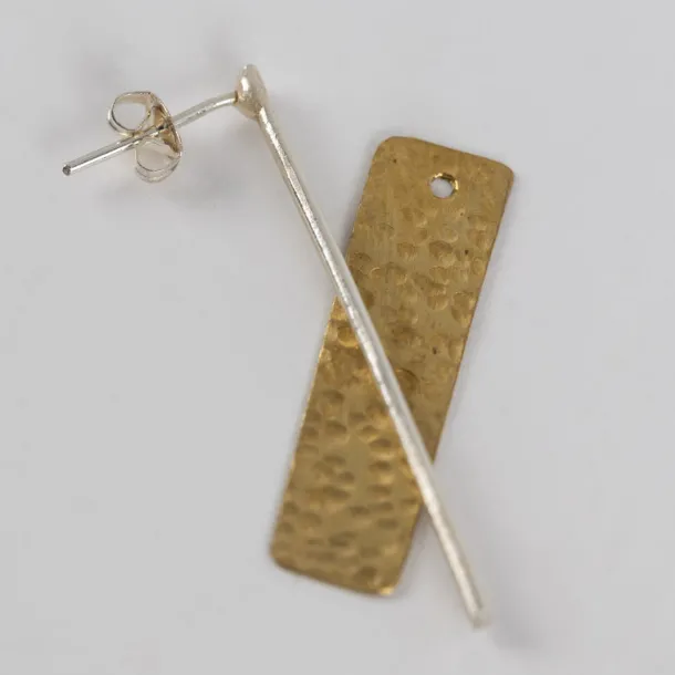 Silver Brass Bar Drop Earrings - Convertible