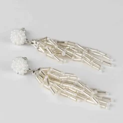 Silver Fringe Dangle Earrings