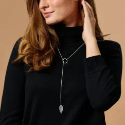 Silver Leaf Lariat Necklace
