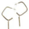 Silver Open Square Hoop Drop Earrings