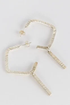 Silver Open Square Hoop Drop Earrings