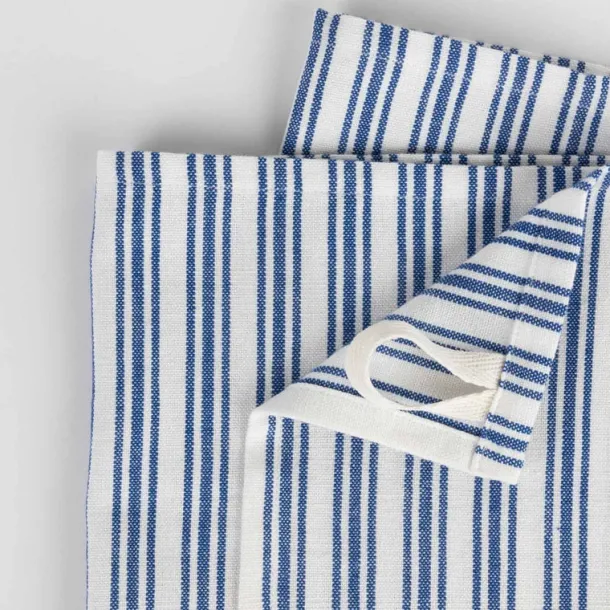 Small Stripe Blue White Tea Towel