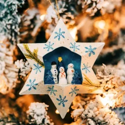 Snowman Trio Star Ornament