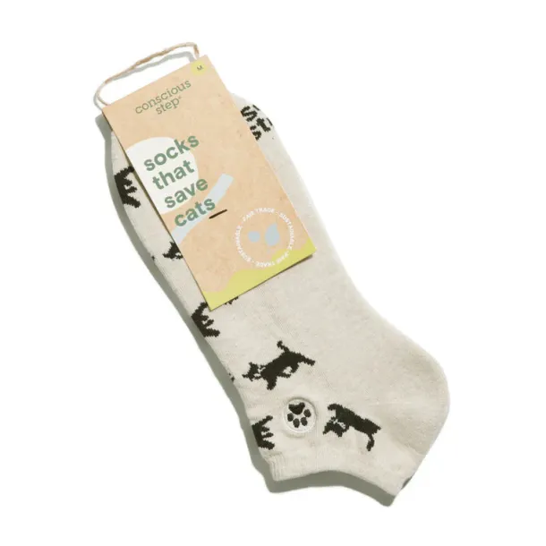 Socks that Save Cats - Ankle, Cream